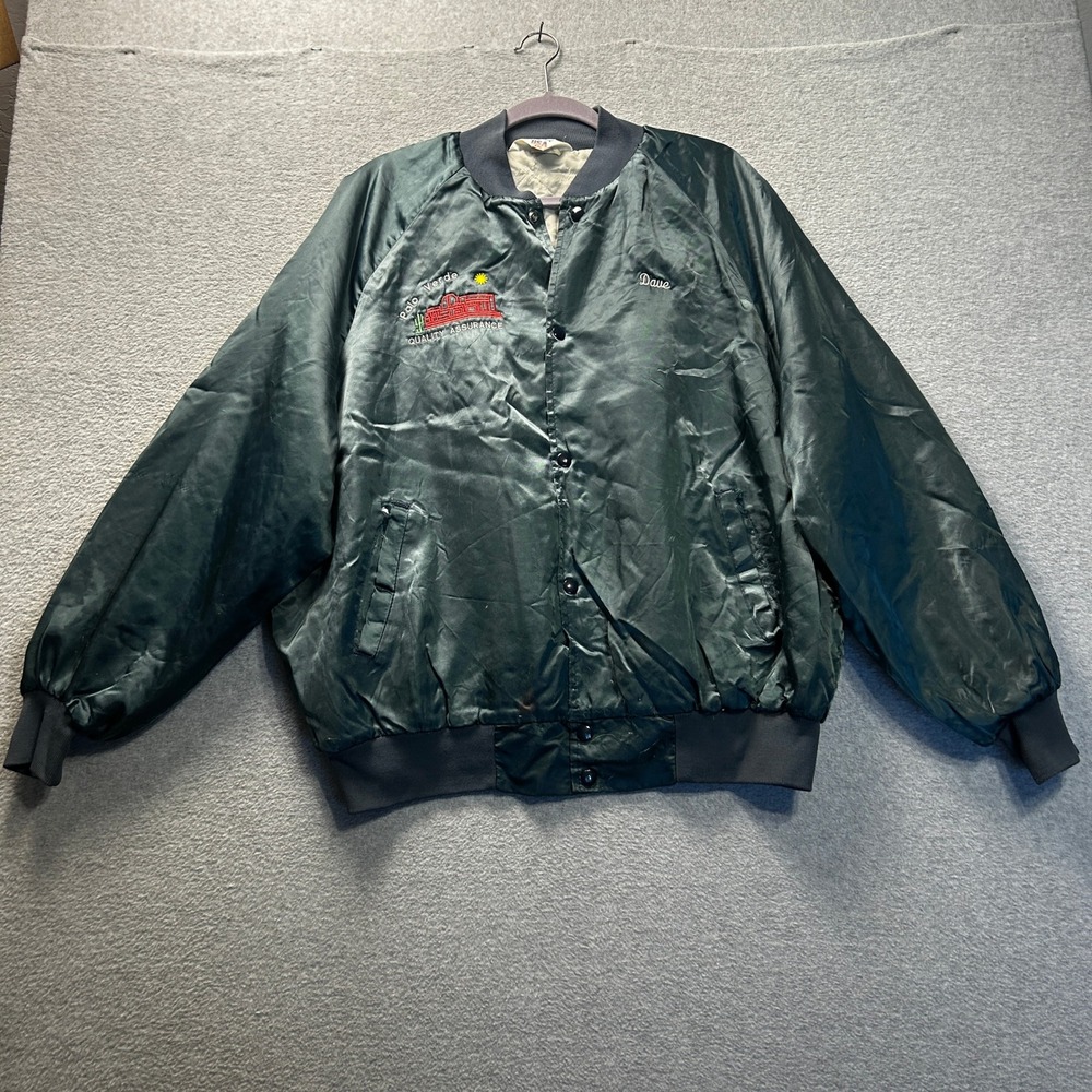 West Ark USA Satin Bomber Jacket Mens 2XL Snap Front Vintage Workwear